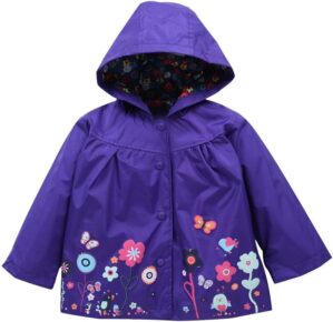 Baby Toddler Girl Boy Winter Fall Raincoat Hoodie Jacket Coat 1-5 Years,Kids Floral Print Windbreaker Outerwear