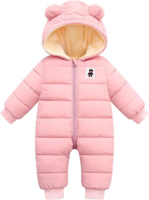 Happy Cherry Baby Snowsuit Winter Coat Warm Hoodie Romper Puffer Jacket