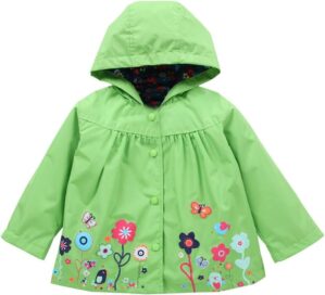 Baby Toddler Girl Boy Winter Fall Raincoat Hoodie Jacket Coat 1-5 Years,Kids Floral Print Windbreaker Outerwear
