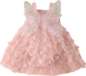 Toddler Baby Girl Butterfly Wings Dress Kids Girls Tulle Butterfly Wing Skirt Princess Sleeveless Birthday Tutu Party Dress