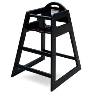 LA Baby Commercial Grade Stack-Able Solid Wood High Chair for Restaurant & Home Use – Black