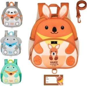 BabbleRoo Toddler Backpack – Light & Comfortable, Water Resistant Neoprene, Animal Backpack, Karie the Kangaroo