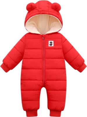 Happy Cherry Baby Snowsuit Winter Coat Warm Hoodie Romper Puffer Jacket