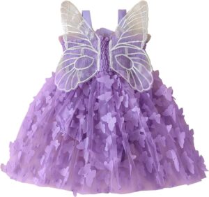 Toddler Baby Girl Butterfly Wings Dress Kids Girls Tulle Butterfly Wing Skirt Princess Sleeveless Birthday Tutu Party Dress