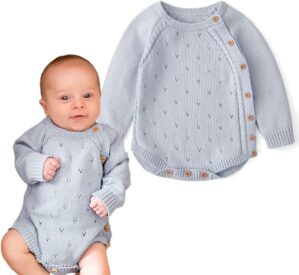 Simplee kids Baby Boys’ Girls’ Knitted Romper Jumpsuit Long Sleeve Onesie Bodysuits One Piece Outfits Sweater