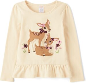 Gymboree Girls’ and Toddler Embroidered Graphic Long Sleeve T-Shirts