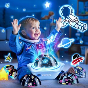 Kids Night Lights for Bedroom, 72 Lighting Modes Star Projector Lights for Kids Room, 2400mAh Rechargeable Night Light Projector, Remote 360° Silent Astronaut Light Projector for Boys Gifts