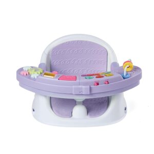 Infantino Music & Lights 3-in-1 Discovery Seat and Booster – Convertible Infant Activity and Feeding Seat with Electronic Piano for Sensory Exploration, for Babies and Toddlers, Lavender