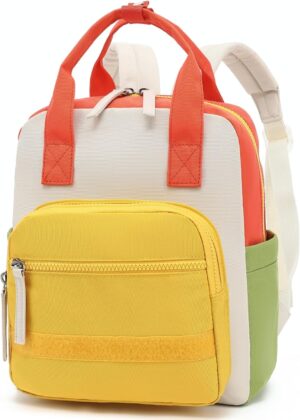 CAMTOP Kids Backpack for School Backpacks for Girls Boys Toddler Preschool Elementary Mini Bag 12″ H, Beige Yellow