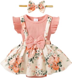 Newborn Baby Girl Clothes Infant Dress Outfit Summer Romper Jumpsuit Headband Overall Skirt Clothing Set