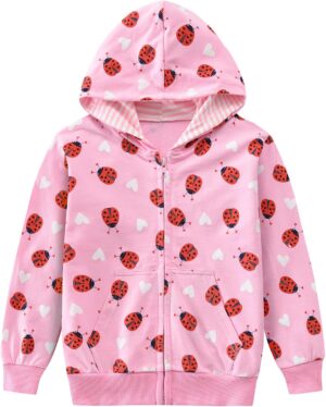 Little Hand Girls Unicorn Hoodies Zip Up Kids Strawberry Jackets Long Sleeve Toddler Dinosaur Sweatshirt Clothes 2-7 Years