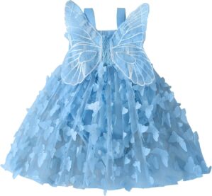 Toddler Baby Girl Butterfly Wings Dress Kids Girls Tulle Butterfly Wing Skirt Princess Sleeveless Birthday Tutu Party Dress