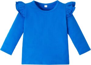 LYSMuch Toddler Baby Girls Long Sleeve Ruffle T Shirt Kids Casual Plain Solid Top Blouse T-Shirt Undershirt