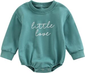 FYBITBO Baby Girl Boy Crewneck Sweatshirt Bubble Romper Long Sleeve Shirt Onesie Valentines Outfit Fall Clothes