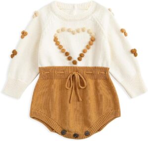 Simplee kids Baby Boys’ Girls’ Knitted Romper Jumpsuit Long Sleeve Onesie Bodysuits One Piece Outfits Sweater