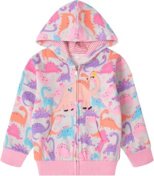 Popshion Toddler Girls Fleece Jackets Cotton Unicorn Hoodie Sweatshirt Fall Winter Zipper Coat Warm Hooded Sweater 2t-7t