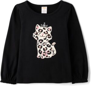 Gymboree Girls’ and Toddler Embroidered Graphic Long Sleeve T-Shirts
