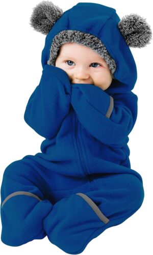 Fleece Baby Bunting Bodysuit – Infant One Piece Kids Hooded Romper Outerwear Toddler Jacket