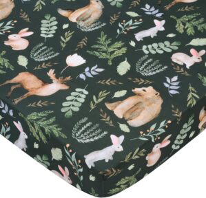 JISEN Fitted Crib Sheets 1 Piece Soft Breathable Baby Crib Sheets for Standard Crib and Toddler Mattress Baby Bed Sheets for Crib for Baby Boys Girls Neutral 28×52 Inch Bear