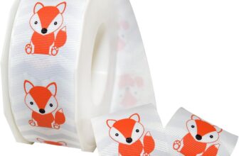 Morex Ribbon Foxy Grosgrain, Polyester, 1 1/2 inches by 25 Yard, Coral/Grey, Item 7553.38/25-409