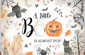 6x4ft Halloween Backdrop Neutral A Little Boo is Almost Due Photography Background Hey Boo Pumpkin Baby Shower Party Decorations Supplies Photo Booth Props Banner