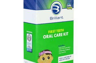 First Teeth Oral Care Kit by Brilliant Oral Care – Includes Baby’s 1st Teether Brush, Brilliant Baby Toothbrush & 2oz Spry Strawberry-Banana Tooth Gel 4 Months Old and Up, Pink (00545P)