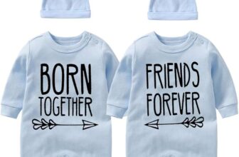YSCULBUTOL Baby Twins Bodysuit Born Together Friends Forever Newborn Clothes Unisex Twin Outfits With Hat