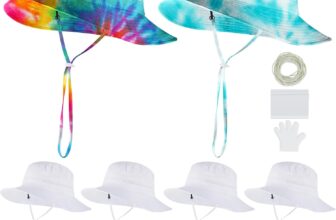Silkfly 6 Pcs White Cotton Bucket Hat for Tie Dye, White Things Items to Tie Dye Kit for Kids Adults, Beach Bucket Hat Bulk