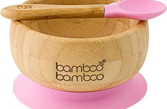 bamboo bamboo ® Suction Bowl for Baby – Bamboo Baby Bowl and Spoon Set with Removable Silicone Suction Cup for Kids | 11.8oz | Non-Toxic | Cool to the Touch | Ideal for Baby-Led Weaning (Pink)