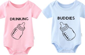 YSCULBUTOL Baby Twins Bodysuit Drinking Buddies Newborn Baby Romper Twins Boy Girl Matching Outfits Triplets Set