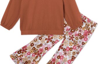 Toddler Girl Clothes Crewneck Long Sleeve Top+Floral Flared Pants Bell Bottom Outfits with Headband 1-6T