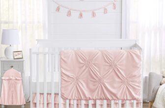 Sweet Jojo Designs 4-Piece Baby Crib Bedding Set (Pink Shabby Chic) for Girls, Infants/Nursery incl. Blanket, Fitted Sheet, Skirt, Diaper Stacker (Elegant, Diamond, Blush, Princess Harper Collection)