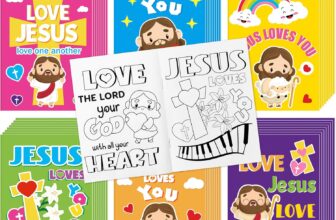 Dvbonike 48Pcs Jesus Loves You Coloring Books – Religious Bible DIY Color-in Pages Booklet Bulk Drawing Holiday Christian Activity Supplies for Sunday School Classroom Rewards Artwork Gift for Kids