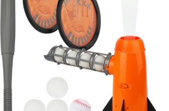 TOY Life Baseball Pitching Machine for Kids Training Tball Set– Toddler Pitching Machine Auto Launcher with 7 Balls, Bat & Sticky Gloves | Pop and Pitch Baseball Toy for Boys & Girls Ages 5-12