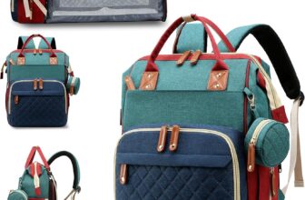 Diaper Bag with Changing Station, Waterproof 3 in 1 Diaper Backpack with Foldable Changing Pad, Baby Registry Search &Baby Shower Gifts – Newborn Essentials, Red-Green-Blue