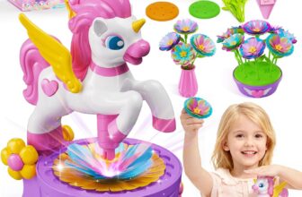 Craft Kits, Press-to-Create Flower Maker, Unicorn Toys for Girl Age 3-12, Fabric Flower Bouquets Toy, Kids DIY Arts and Crafts, Unique Christmas Birthday Gifts for 3 4 5 6 7 8 9 10 11 12 Year Old Girl
