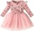 Toddler Baby Girl Valentines Dress Ribbed Ruffle Long Sleeve Heart Print Dress Tulle Tutu Skirts Spring Clothes