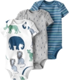 little planet by carter’s Baby 3-pack Short Sleeve Bodysuits made with Organic Cotton, Safari, 6M