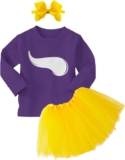Viking Horn – State Proud Strong Pride Sports Long Sleeve Toddler T-Shirt + Tutu Skirt + Bow Headband Set (Long Sleeve Purple T-Shirt/Yellow Tutu, 3T)