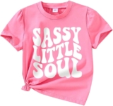 Toddler Girl Clothes-A Piece of Letter Graphic Print Short Sleeve – Toddler Summer T Shirt for Girls Size(3~7T)