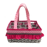 Bacati Elephants Girls Nursery Fabric Storage Caddy with Handles, Pink/Grey