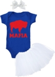 Buffalo Mafia – State Proud Strong Pride Sports Baby Bodysuit + Tutu Skirt + Bow Headband Set