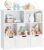 FOTOSOK Toy Storage Organizer with 3 Movable Drawers, Floor Storage Cabinet Toy Chest with Hidden Wheels and 5 Storage Cubbies, Multifunctional Storage Chest for Playroom, White
