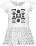 Pumpkin & Ghost Checkerboard Halloween Infant/Toddler Baby Rib Dress