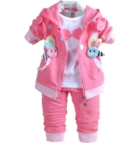 Yao 6M-4Y 3pcs Baby Girl Casual Hoodie Jacket Cotton T-Shirt Pants Sweater