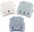 DOKMA Organic Cotton Toddler Hat Set 3 Cute Animal Ears Design, Beanies for Baby Boys and Girls 0-3 Months Light Gray & Blue