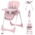 Baby High Chair with 4 Wheels for Babies & Toddlers,for 6 Months-6 Years,Up to 110 LBs/50kg,Removable Dishwasher Meal Tray,Adjustable Backrest Footrest Tray Positions Seat Heights (Pink)