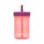 Contigo Kids’ Leighton Straw Tumbler with Spill-Proof Leak-Proof Lid, 14oz, Coral/Grape