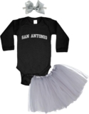 San Antonio – State Proud Strong Pride Sports Baby Bodysuit + Tutu Skirt + Bow Headband Set