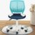 Desk Chair Small Study Chairs Armless for Children Kids Teens, Swivel Rolling Lightweight Task Chair with Wheels and Pu Leather Padded Cushion, Green/White